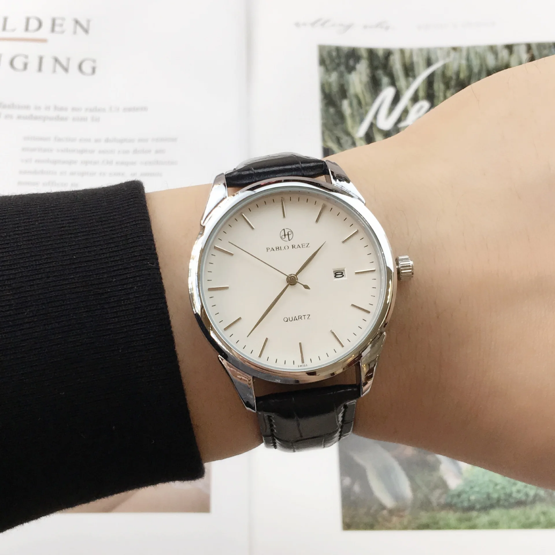 ZH109 ساعة رجالية عصرية، ساعات حزام كاجوال وبسيطة، ساعات كوارتز مزاجية، ساعات عمل، هدايا، ساعات للرجال