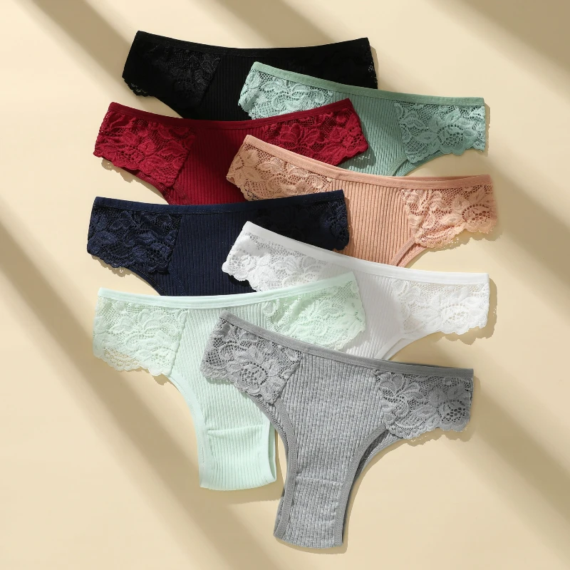 

Women Cotton Panties Sexy Lace Briefs Female Underpants Solid Color Panties Lingerie Low-Rise Comfort Sexy Lingerie Panty New