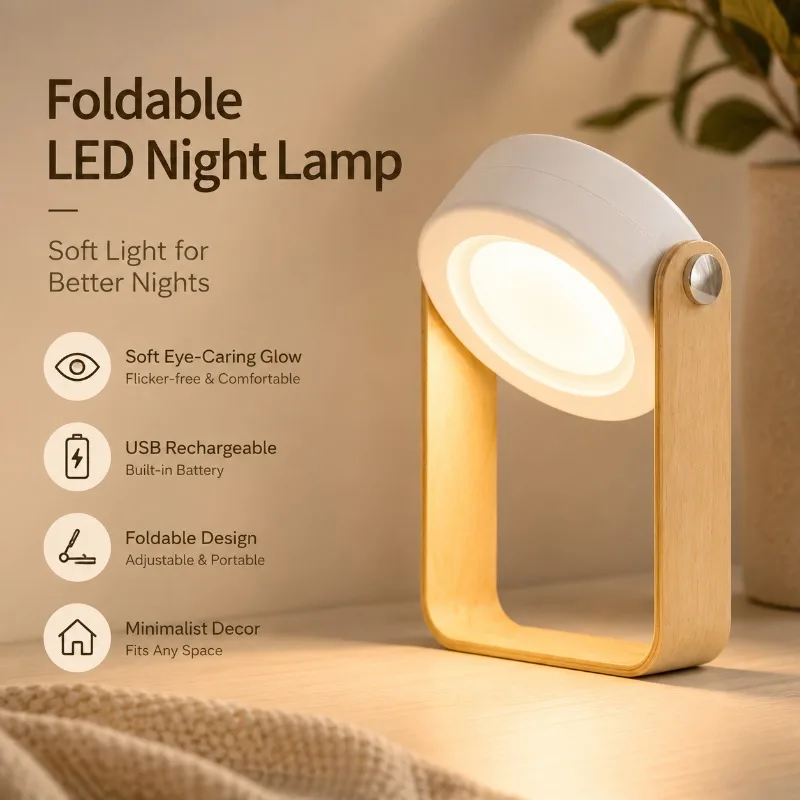 

Handheld Cage Lamp Touch Small Night Light Creative Foldable Eye Protection Desk Lamp USB New Unique Home Atmosphere Light