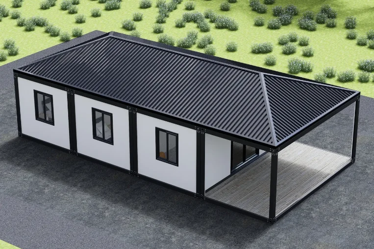 20ft Steel Prefabricated Container House Mobile Expandable Prefabricated Villa with Flat or Triangular Roof for Office Hotel Use