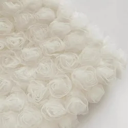 INS style Three-Dimensional Rose Plate Flower Lace Fabric High-Density Mesh Fabric For Dress Fluffy Dress Designer Fabric