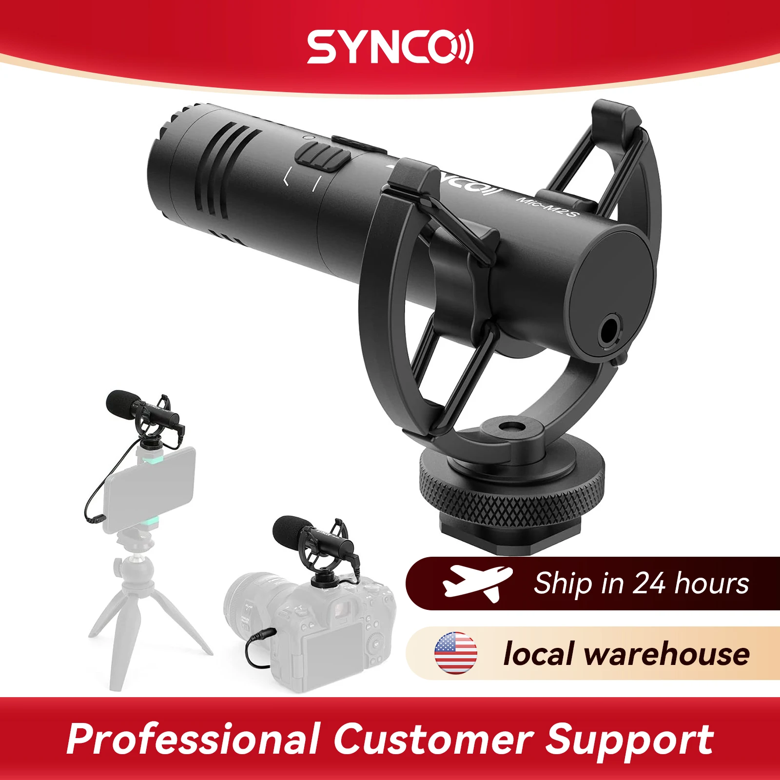 

SYNCO M2S Video Microphone, Mini Cardioid Directional On-Camera Mic for DSLR Camera Smartphone with 3.5mm Microphone