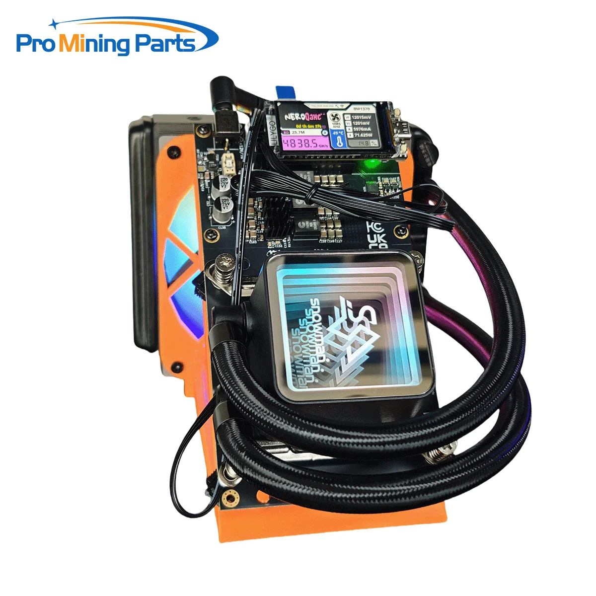 

Bitaxe Miner NerdQaxe++ Hydro 4.8TH/s 60W 15J/Th BTC Miner 4*BM1370 ASIC Chips 2.4G WiFi Crypto Machine Open-Source Miner Orange