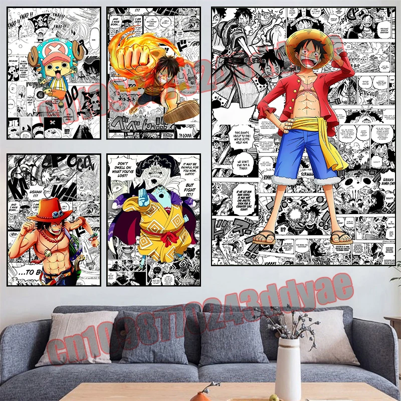 

One Piece Modern Family Poster Printing Luffy Zoro Canvas Painting Wall Art Comic Picture Children's Bedroom Decoration Painting