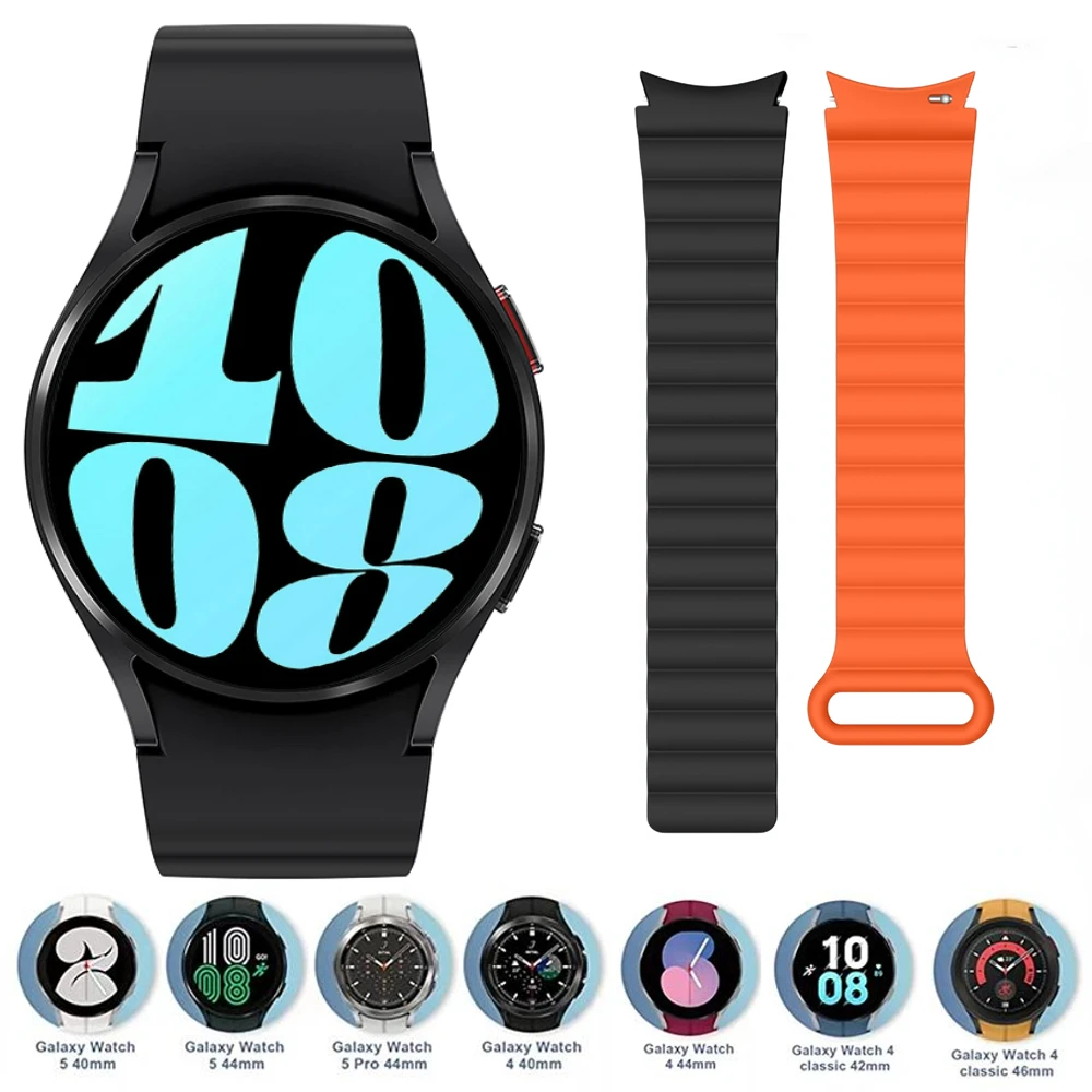 

Magnetic Silicone Strap for Samsung Galaxy Watch 7/6/5/4 44mm 40mm/Classic 47mm 43mm 46mm 42mm Bracelet for Watch 5pro 45mm Band