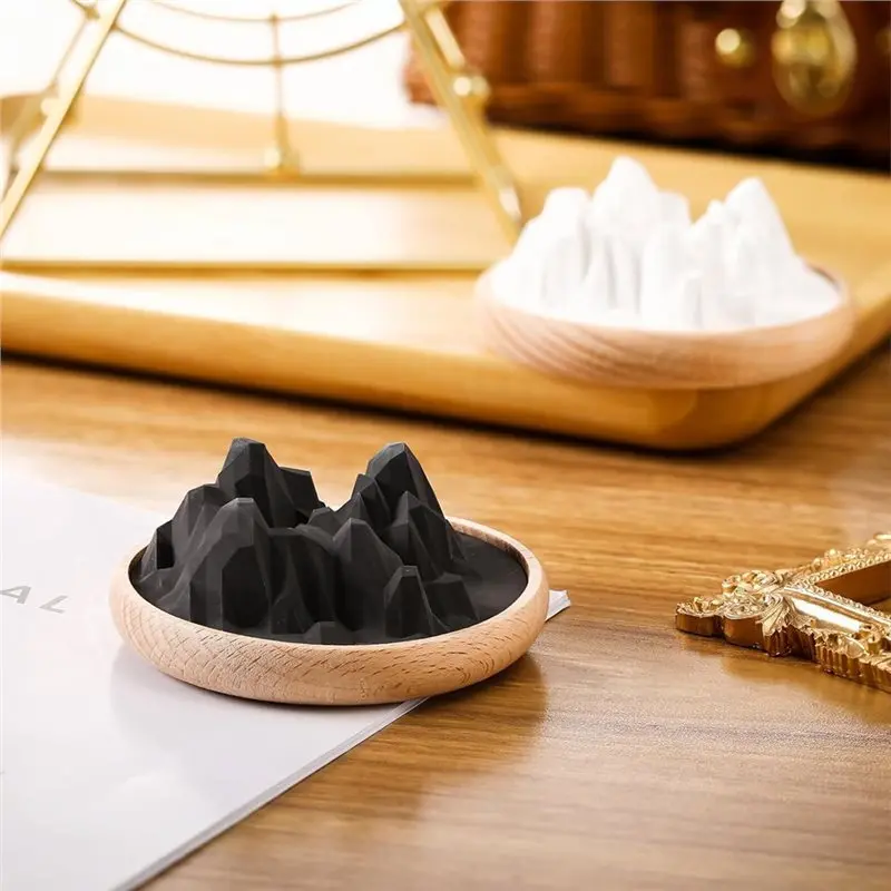 ABSE-Mountain Passive Stone Diffuser 2 Pcs Non-Electric Aromatherapy Essential Oil Aroma Scent Wooden Decor
