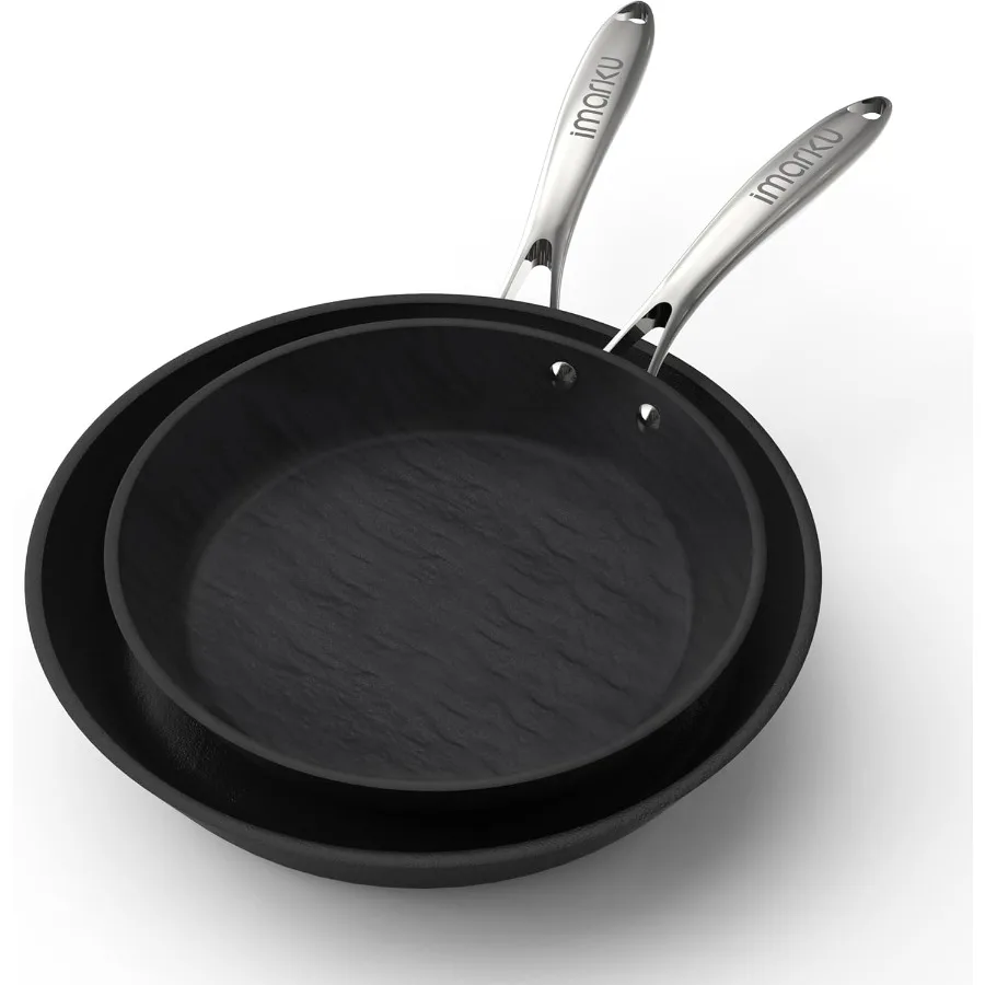 

Набор сковородок с антипригарным покрытием для домашней кухни и профессионального использования. В комплект входит 8-дюймовая и 10-дюймовая сковорода с антипригарным покрытием с Cool Touch Stai.