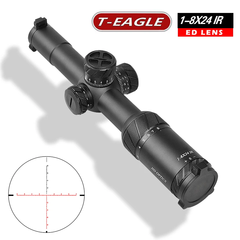 T-EAGLE ED 1-8x24IR Tactical Rifle Scope Hunting Gun Sight Riflescope Spotting  Optical Collimator Red Green Light