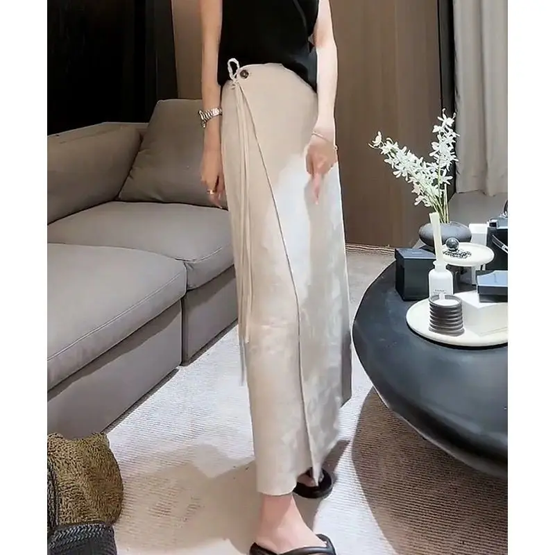 One-piece Linen Skirt for Women Summer 2026 New High-waisted Loose Slimming Fashionable Cotton and Linen White Long Skirt