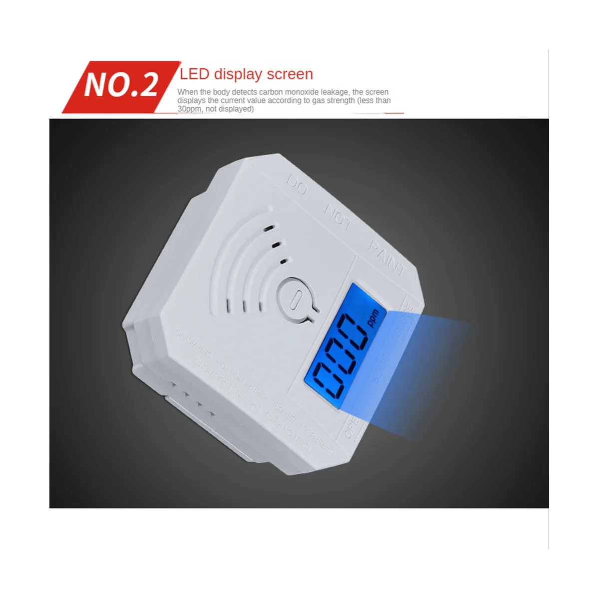 미니 일산화탄소 감지기, CO 일산화탄소 알람 감지기, 디지털 디스플레이 및 사운드 알람, 가정 및 사무실용