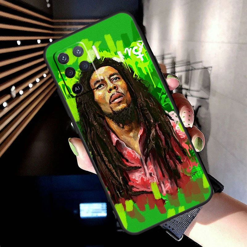 Reggae Bob Marley Case For OPPO A96 A76 A16 A94 A74 A54 A53 A57 S A15 A52 A72 A93 A5 A9 A31 A17 A77 A78 Coque