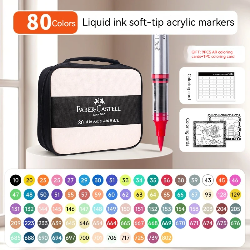 Faber Castell Direct Vloeibare Marker Pen Set 24-80 Kleuren DIY Handgetekende Graffiti Verf Art Acrylverf Pennen voor Kunstenaar Studenten