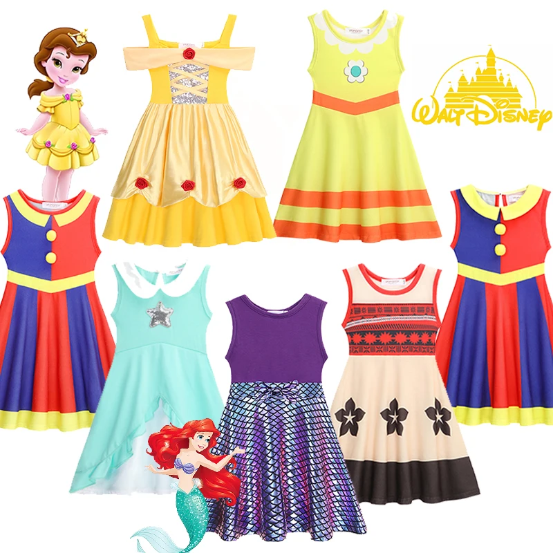 

2-10T Girls 100% Cotton Princess Dress Summer Short Sleeve Knee Length Clothes Toddler Kids Girl Dresses 2024 New Girl Sundress