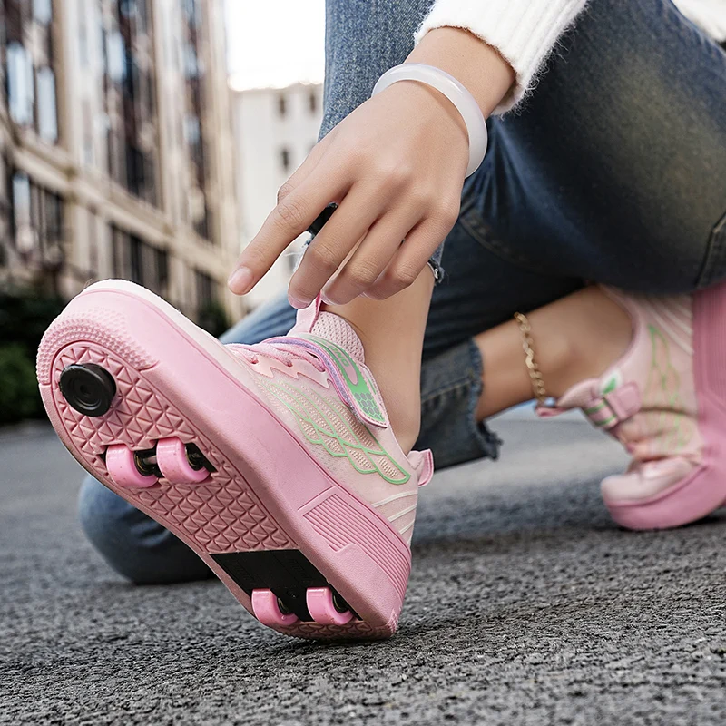 Children's Double Wheel Roller Skates Children's Roller Skates Walking Shoes Children's Roller Skates with Removable Wheels