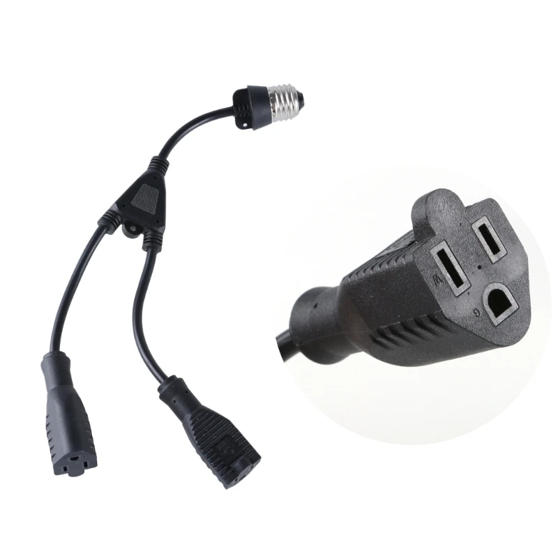 Outlet Light Socket Adapter Convert E27 Bulb Socket to 3 Prong Outlet Extension Cord Light Socket Converter for Outdoor