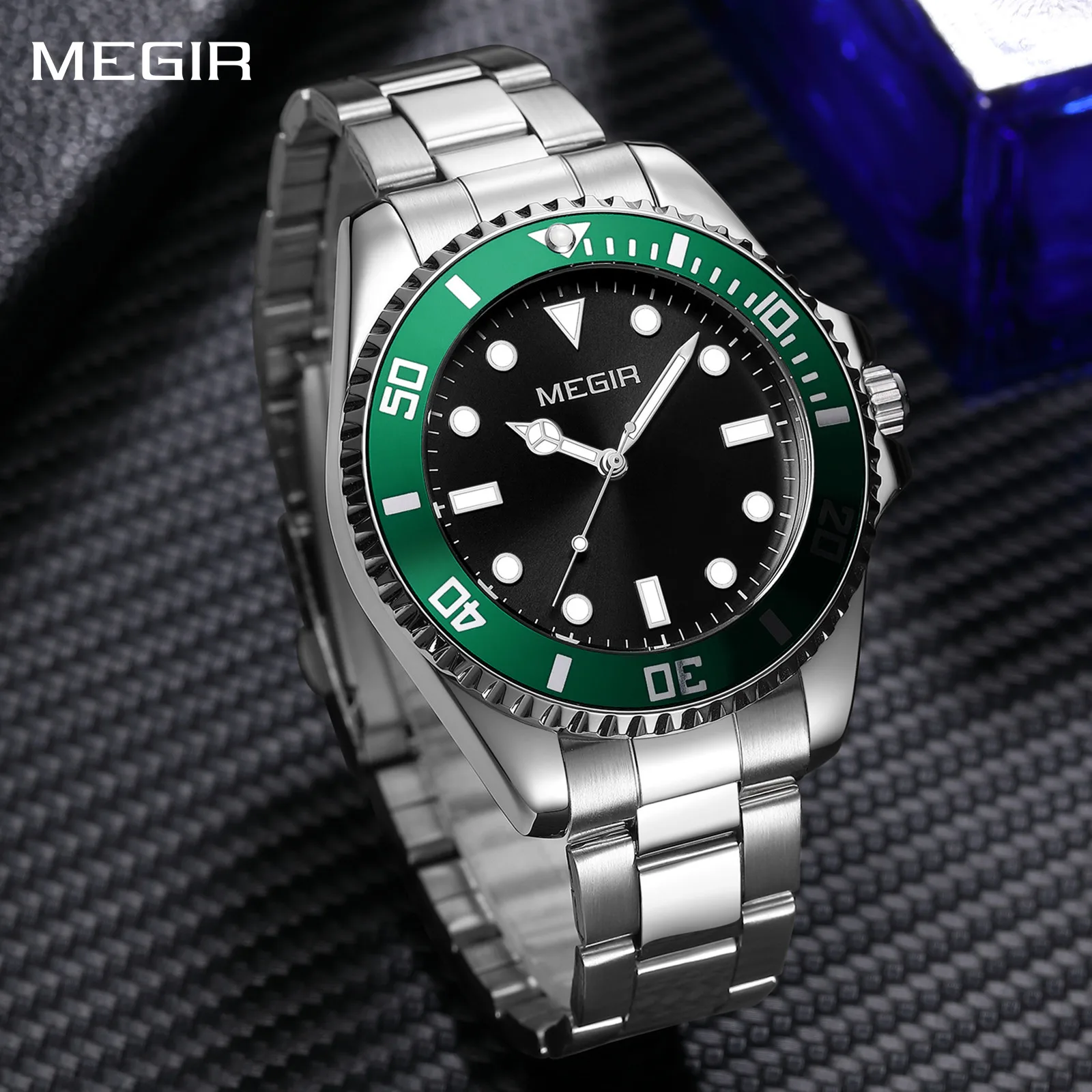 

MEGIR Brand Men's Watches Luxury Business Stainless Steel Strap Waterproof Luminous Quartz Wristwatch Auto Date Men Gift Reloj