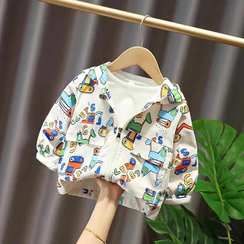 Hoodie Jacket Coat Spring Autumn Girls Coat Cartoon Print Top Children Kids Clothes Toddler Boys Sweatshirts Baby Outwear Outfit