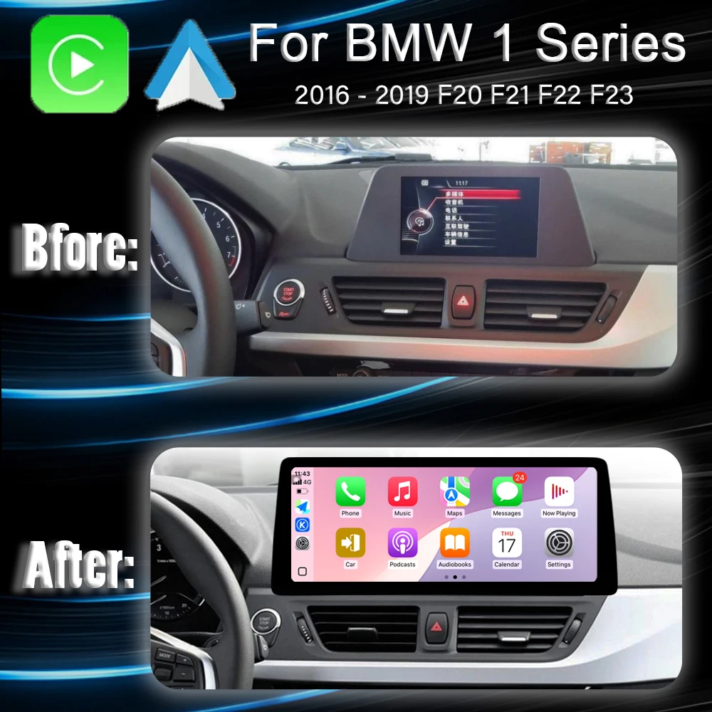 Wireless CarPlay Android Auto Multimedia Display Screen For BMW 1 Series F20 F21 F22 F23  2016 - 2019 NBT EVO Right Hand Drvie