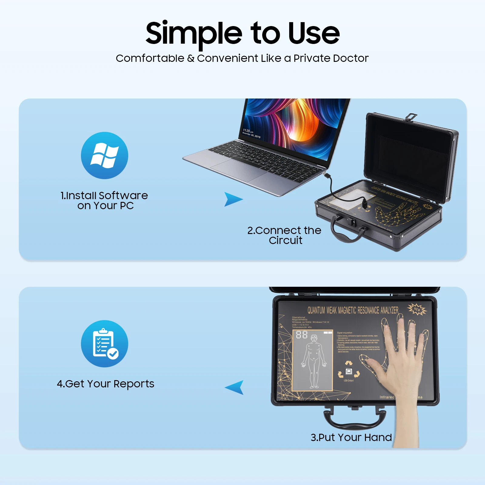 Quantenanalysator, brede compatibiliteit Uitgebreide gezondheidsinzicht Niet-invasieve veiligheid voor thuisgebruik Kliniek Medisch checkupcentrum