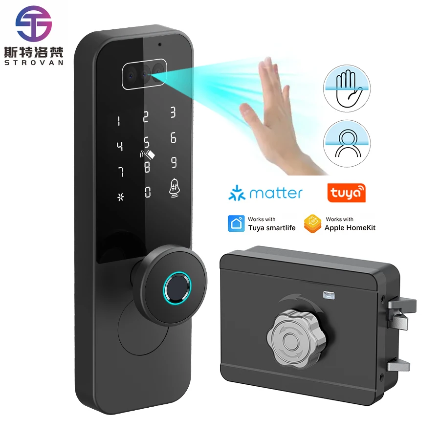 

STLF Smart Lock Wifi Tuya Homekit App Control Fingerprint Electronic Digital Face Palm Keypad Code Key Smart Door Lock