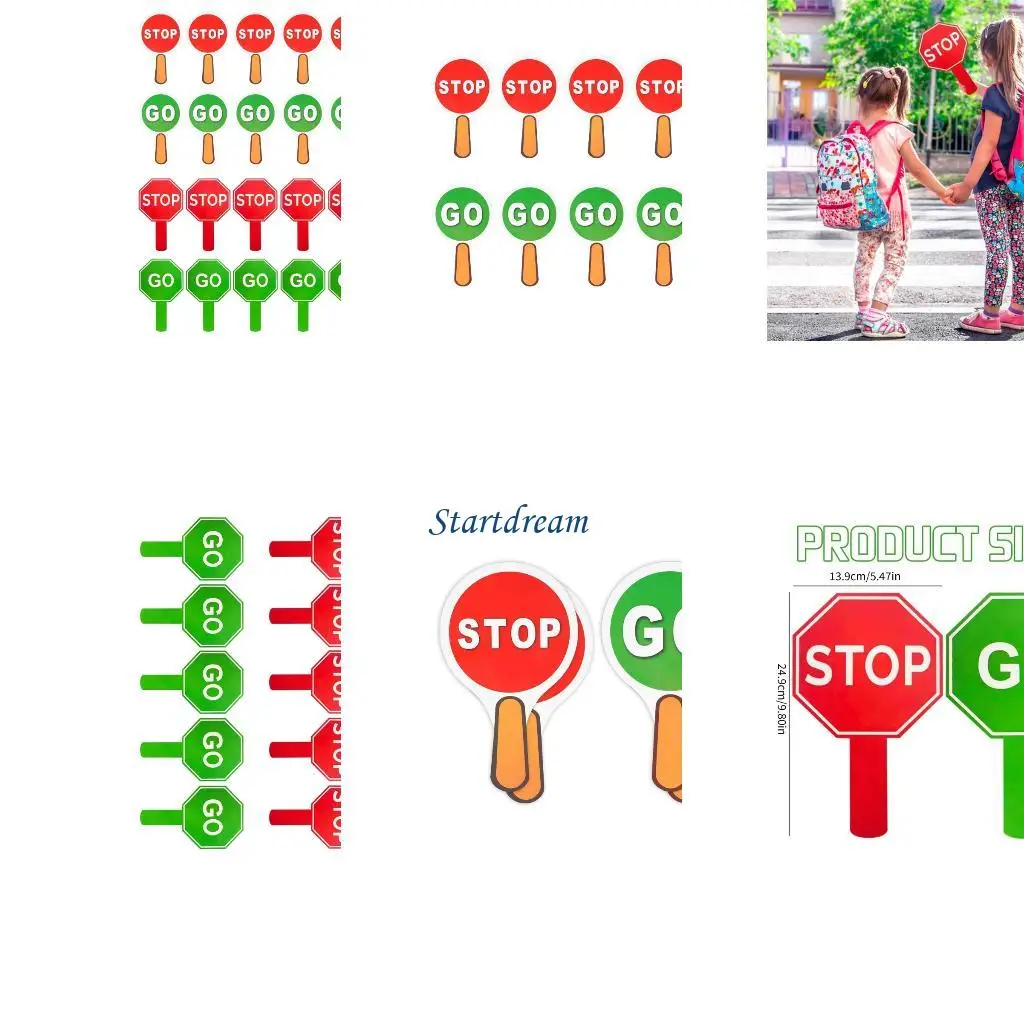 

Pack of 10 Double Sided Stop Go Sign Handheld Safety Sign for Parking K92C