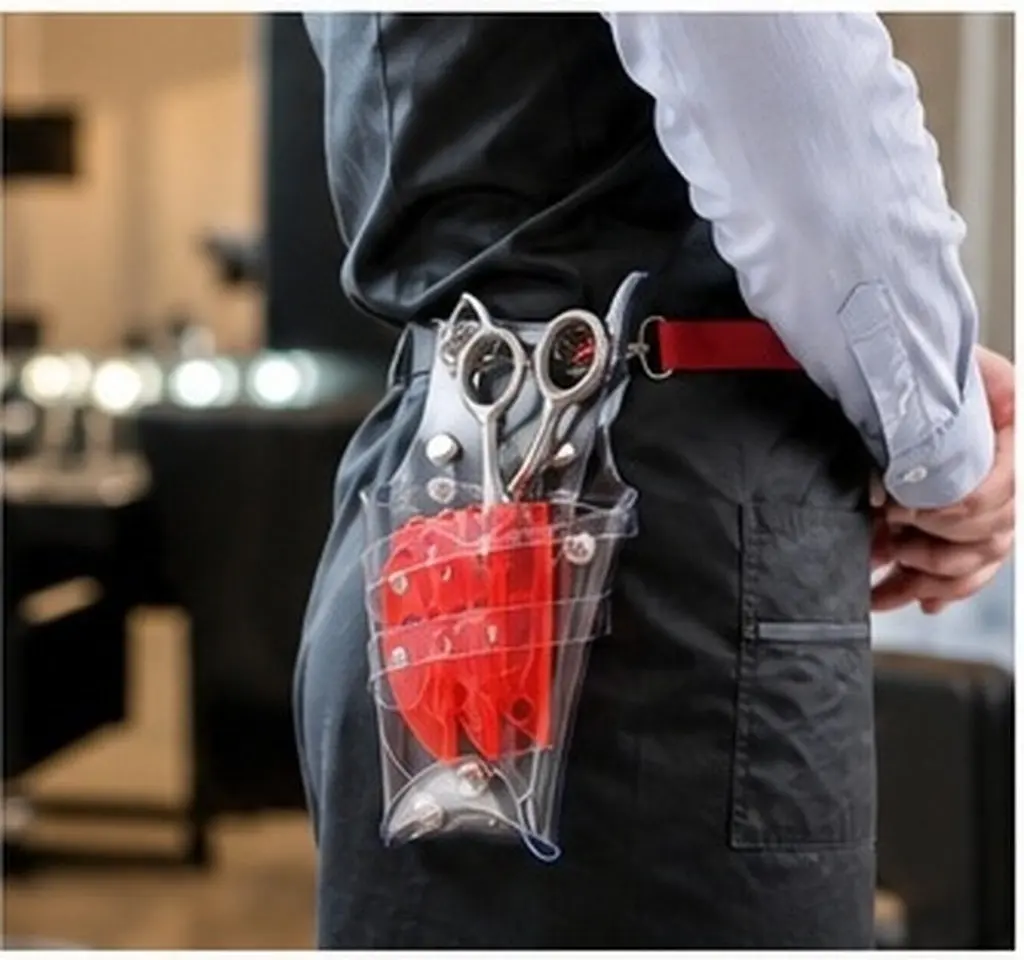 Professional Barber Scissors Bag Transparent PVC Hair Scissors Pouch Compact Lightweight Portable Waist Pack Large Capacity