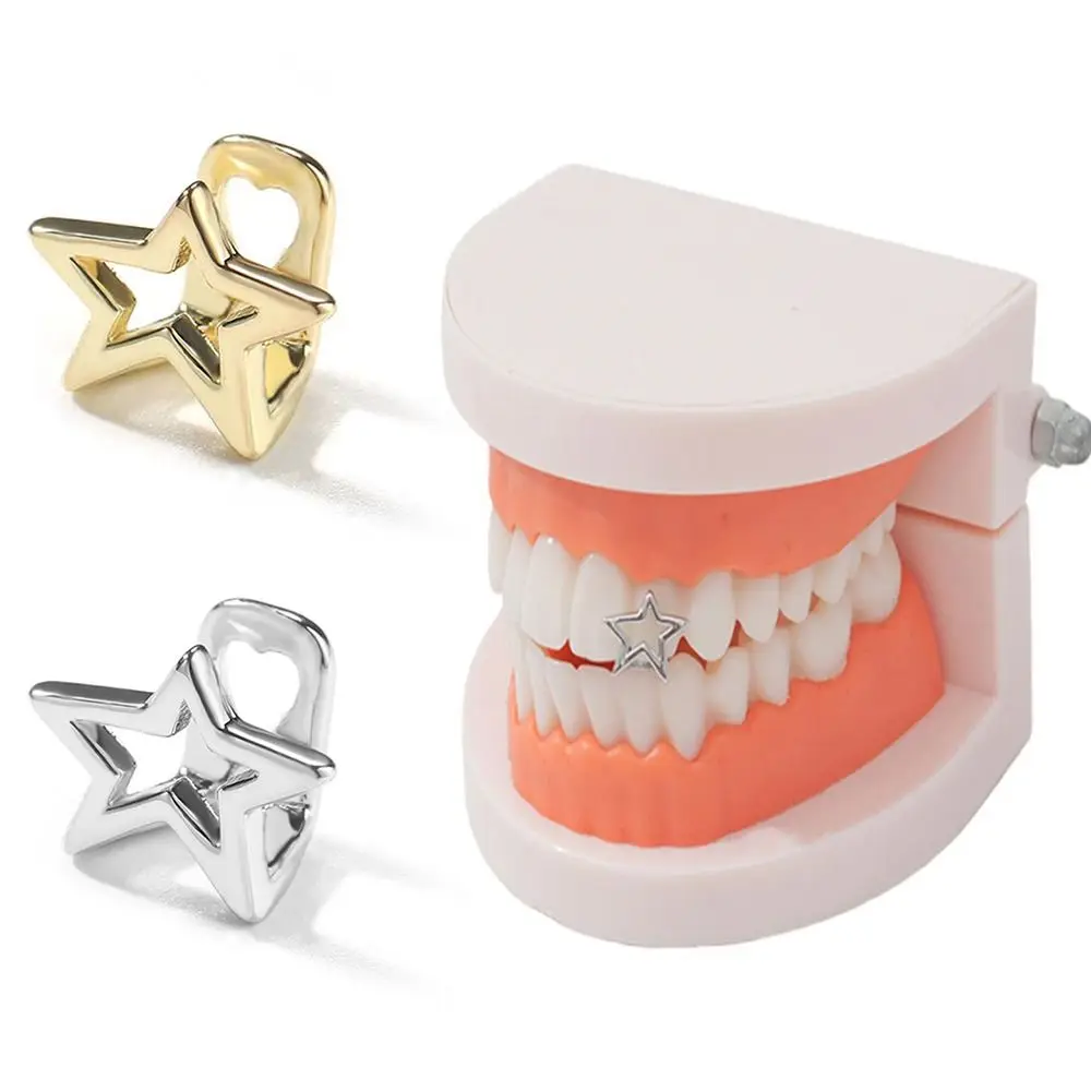 New Copper Hip Hop Teeth Grillz Gold Color Silver Color Single Clips Grillz Punk Gangsta Tooth Caps Cosplay Party