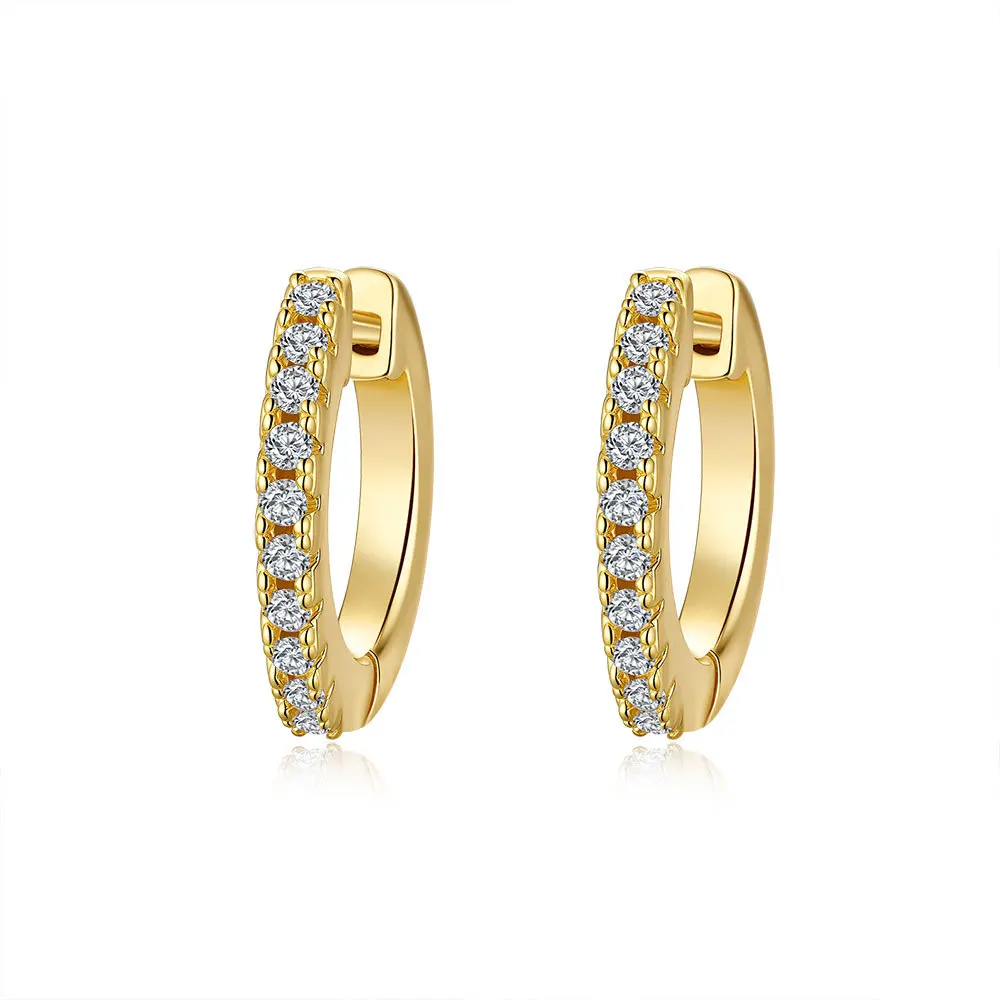 Luxury 100% Real 18k Gold Women's Moissanite Earrings Straight Classic Earrings