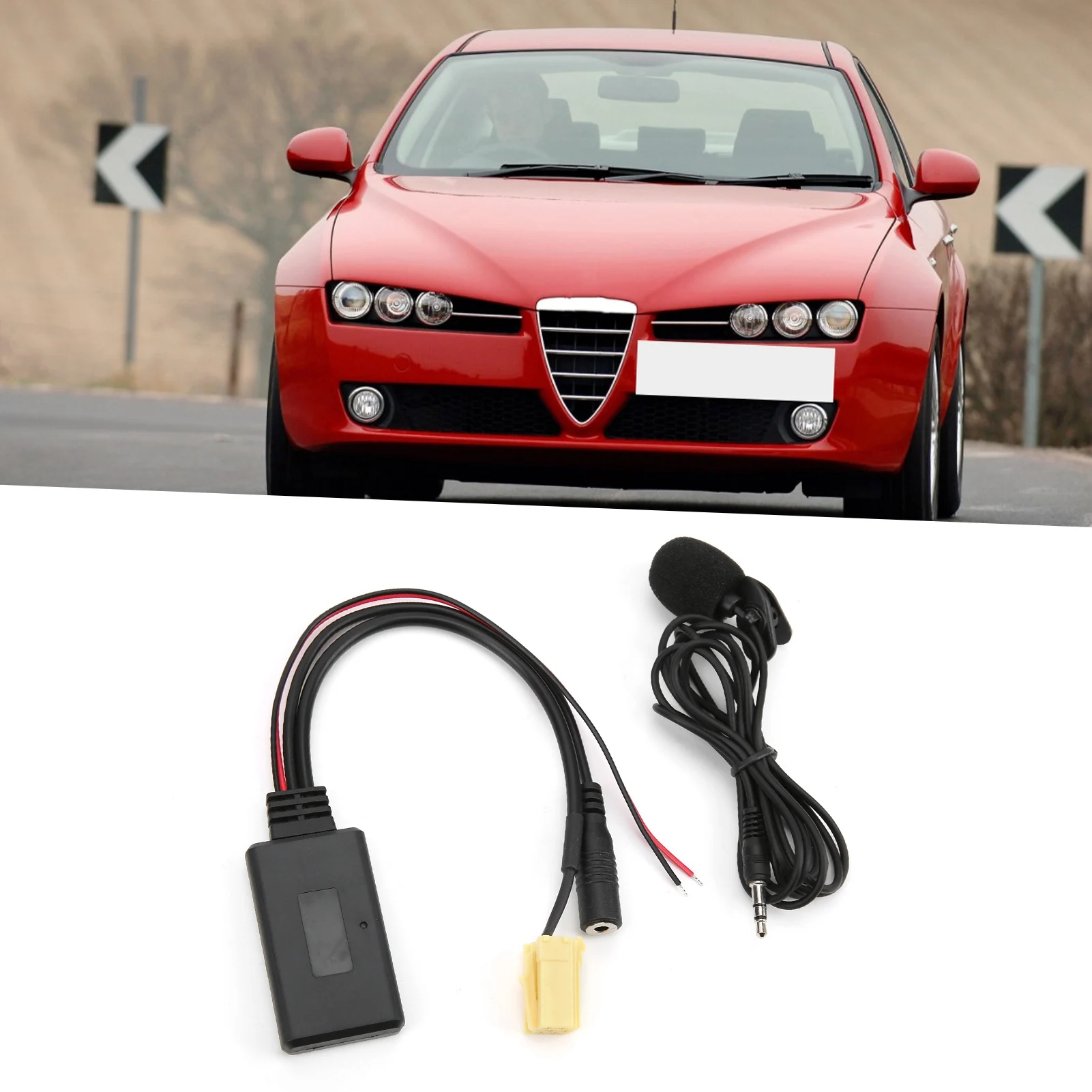 Bluetooth 5.0 Adapter przewód AUX z mikrofonem zestaw głośny zamiennik dla Fiat 500/Grande Punto/Qubo/Fiorino
