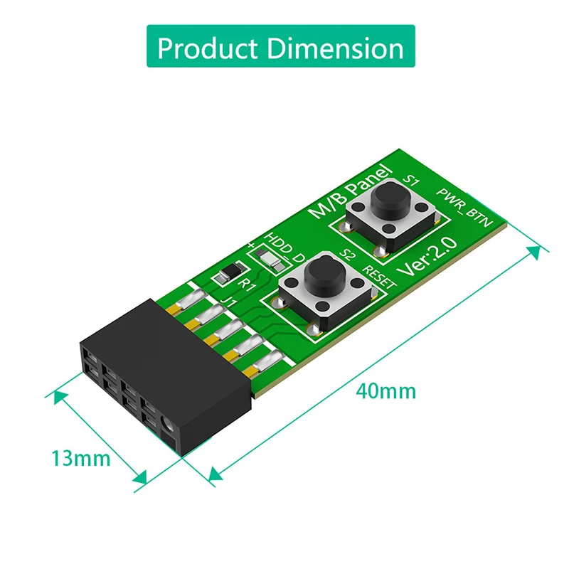 2x5-pins naar resetknop + aan/uit-knop Switch Board-adapter met HDD LED-indicator voor desktop-pc voor WIN7/10/11 Linux OS