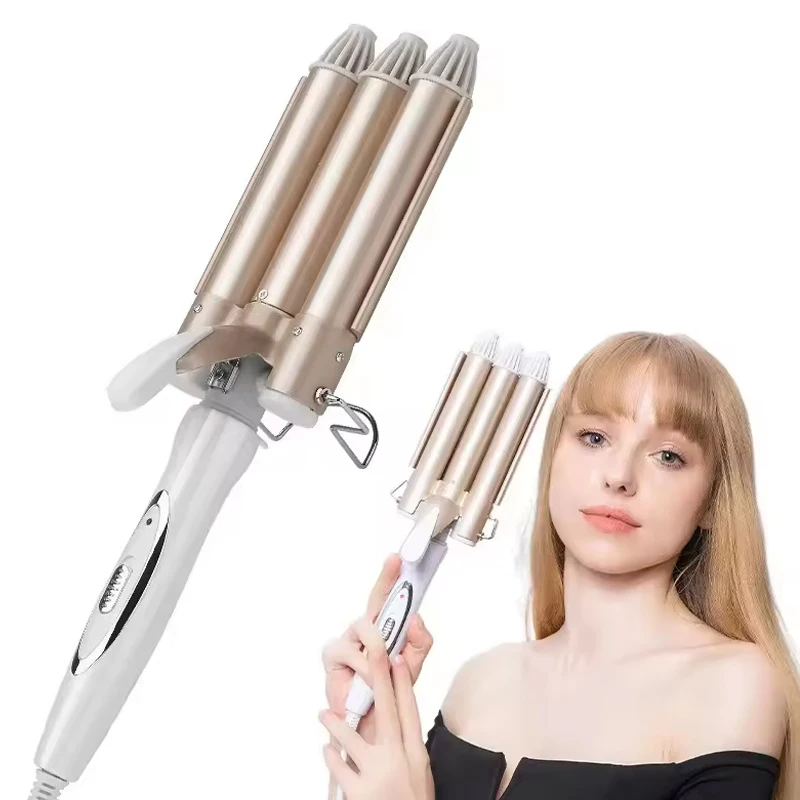 

Профессиональная плойка для завивки волос с тремя стволами, для создания крупных локонов, с керамическим покрытием, быстрый нагрев PTC, для укладки и завивки волос