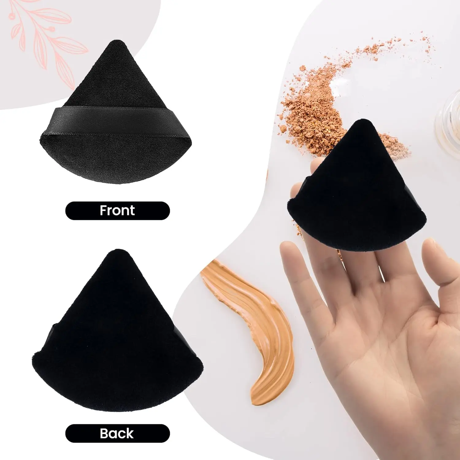 Black Triangle Makeup Puff - Multi-Angle Sponge for Precise Contouring & Hard-to-Reach Areas - Versatile Foundation Blender​​