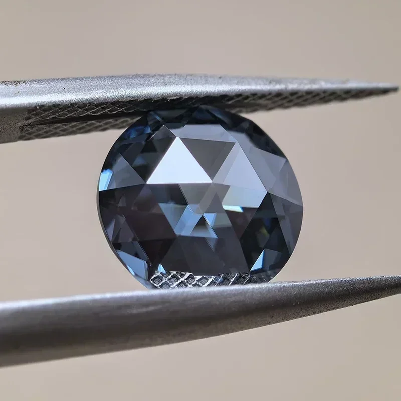 L-Moissanite Royal Blue Color Round Shape Double Faced Rose Cut Charm Beads for DIY Jewelry Making  with Certificate
