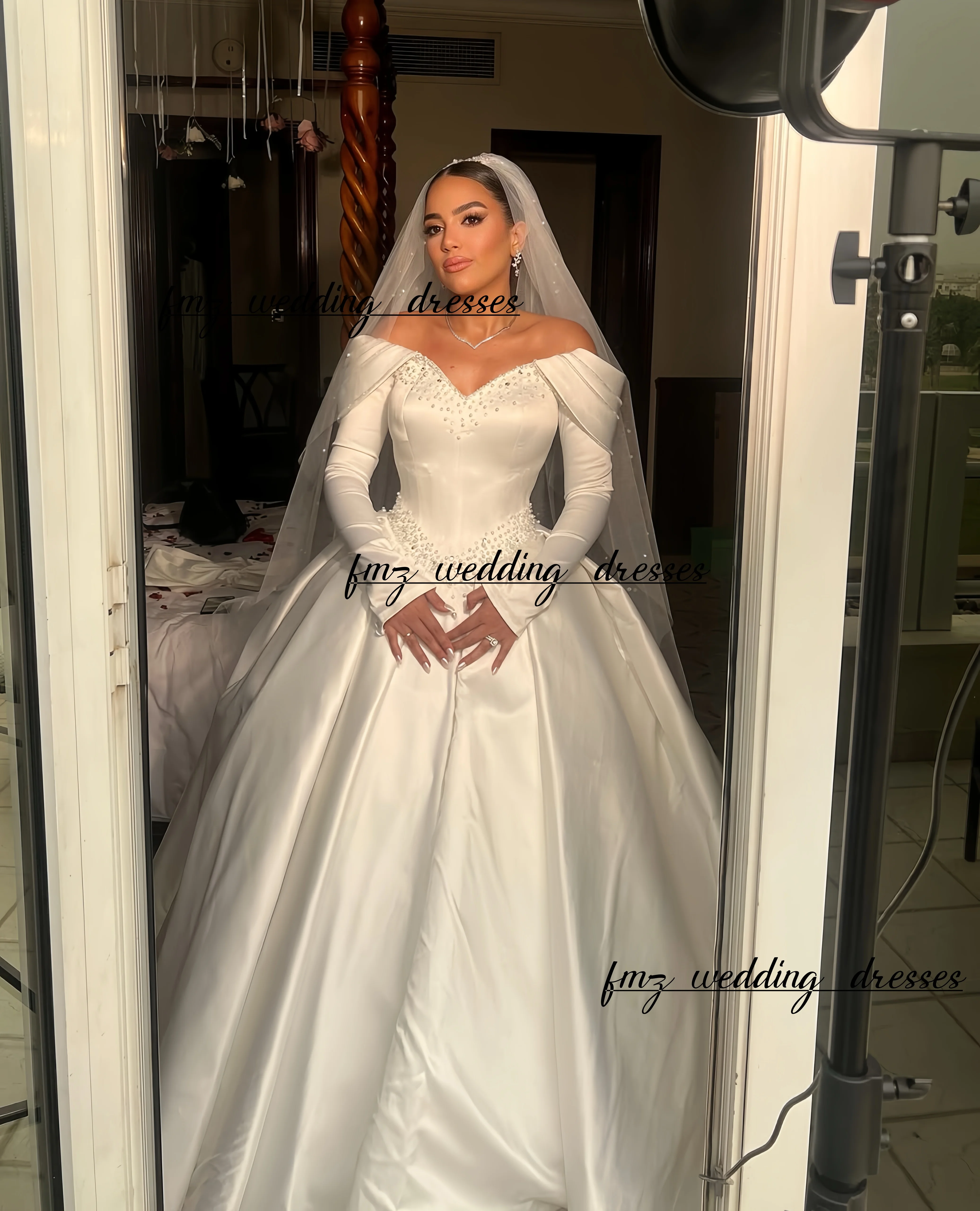 

Атласное свадебное платье с длинными рукавами и воротником в форме сердца по индивидуальному заказу, официальное платье amanda novias amanda novias