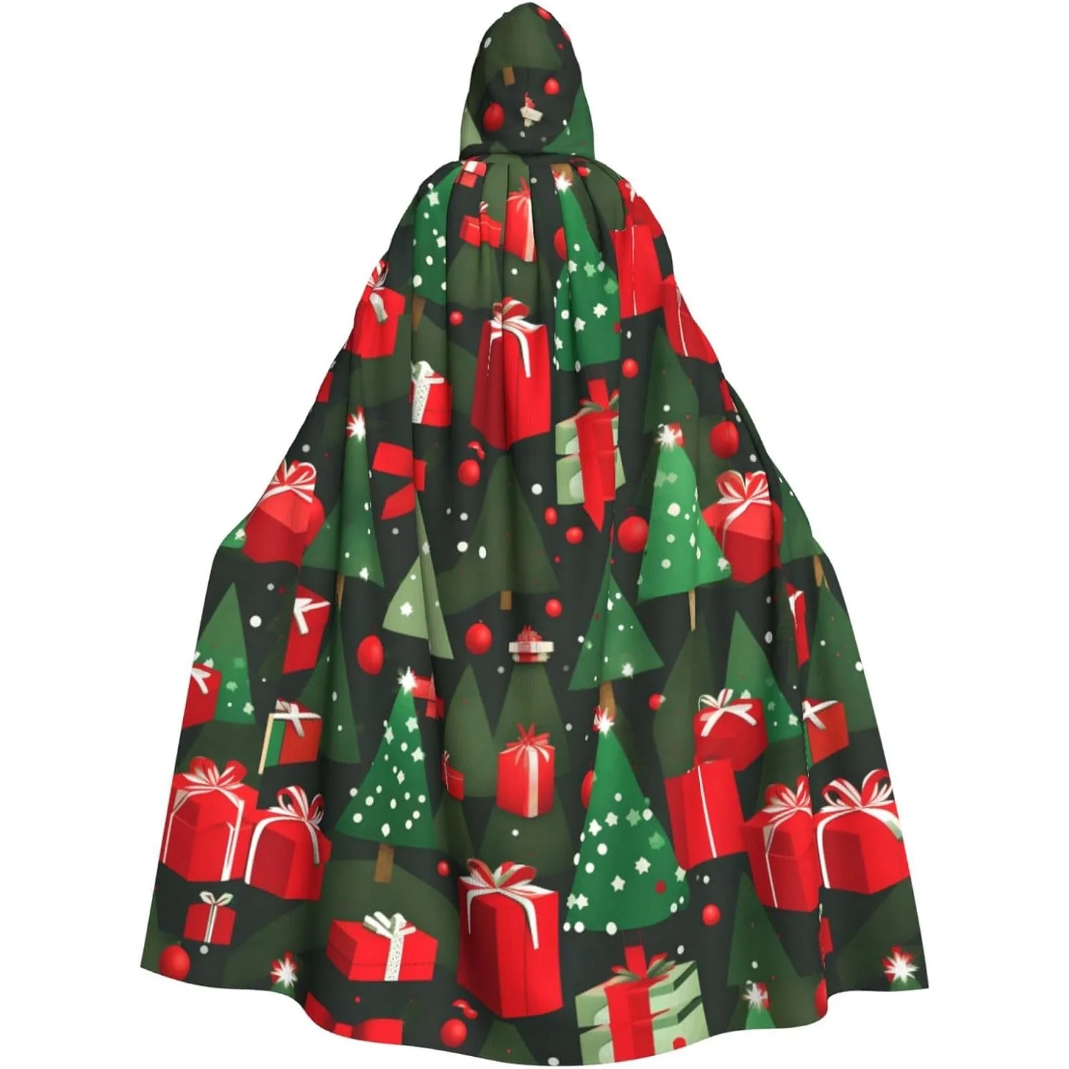 christmas trees gifts Prints Halloween Adult Hooded Cape Cloak for wear during Halloween, role-playing