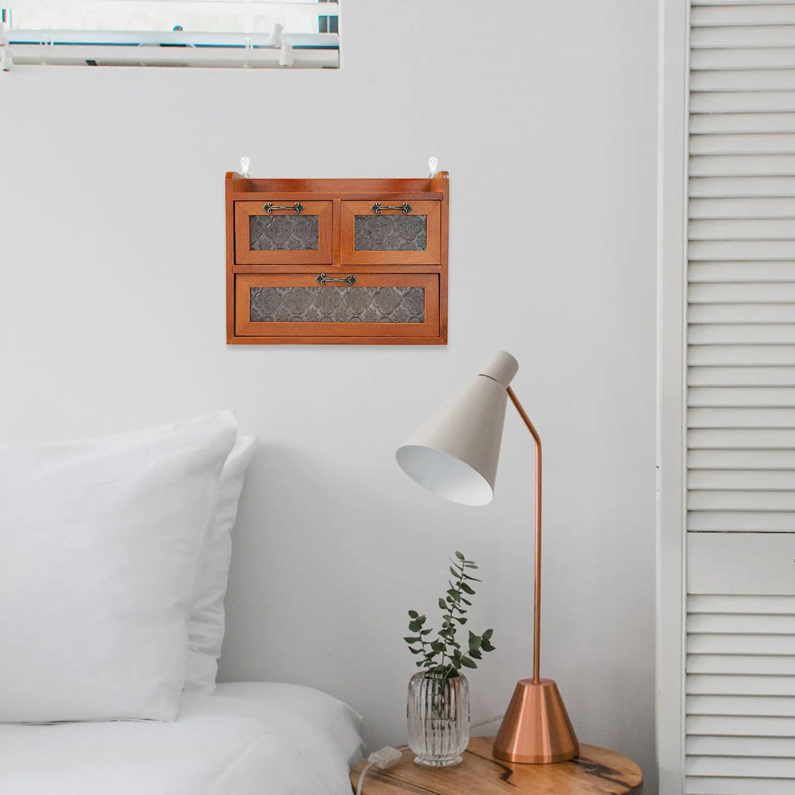 

Винтажный деревянный настольный шкаф-витрина, многоярусная полка для хранения косметики, канцелярских принадлежностей, коллекционных предметов, для гостиной, спальни, рабочего стола