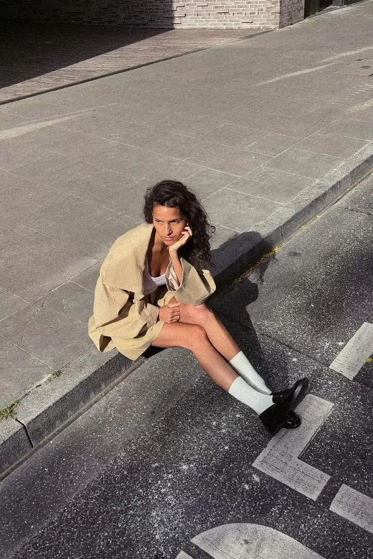 BB6825 ZA25, осенняя новая женская повседневная ветровка средней длины с поясом и вертикальным воротником, длинными рукавами, средней длины, 5063799