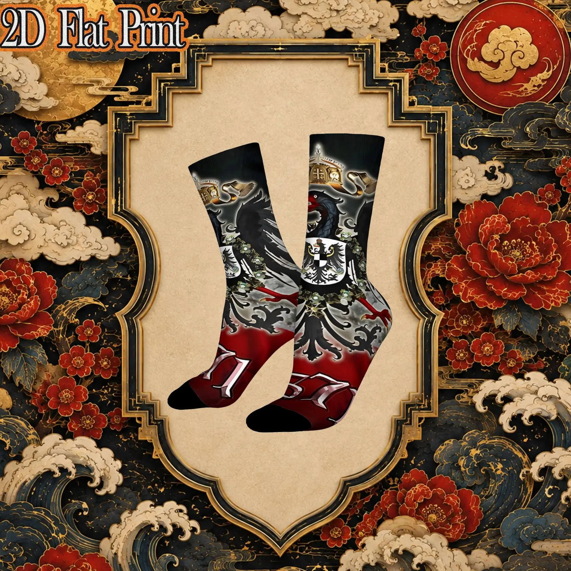 Fashion Vintage German Empire 1871 Circus Theme Men's  compressionSock Unisex Circus Theme Funny Mid-Calf Socks