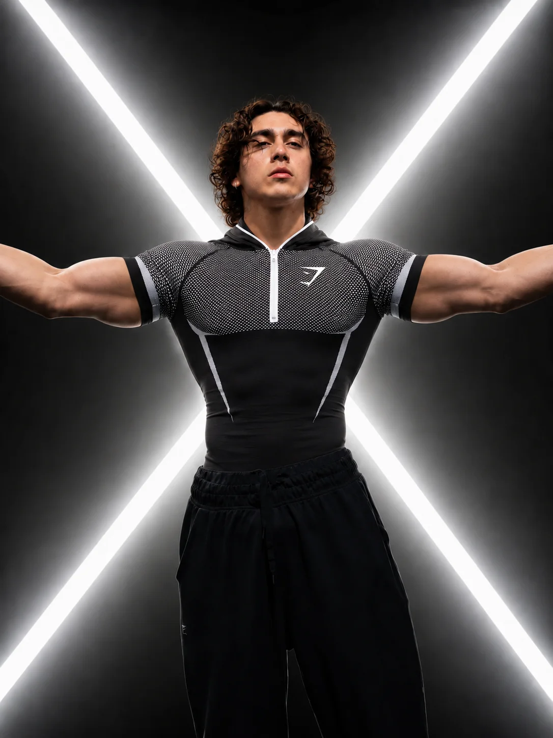 GYM SHARK 2026 ONYX V5 silicone logo hooded sports short sleeved shirt, available in five colors, suitable for indoor use