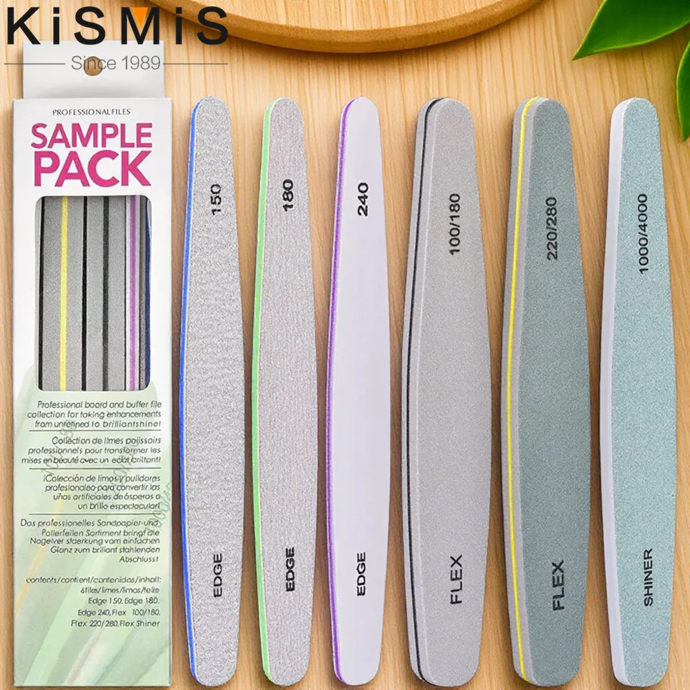 6피스 라운드 코너 네일 버퍼 파일 세트 사포 폴리싱 도구 전문가용 매니큐어 키트 홈 네일 케어
