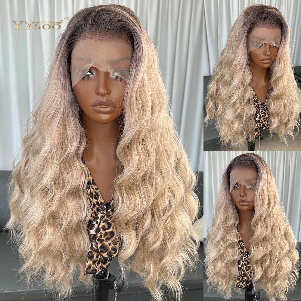 

Mixed Color Glueless Natural Hairline Body Wavy Synthetic Lacefront Wig for Black Women High-Quality Daily Use Futura Fiber