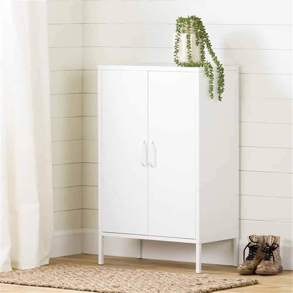 Shore Crea Metal 2-Door Accent Cabinet Pure White, Contemporary