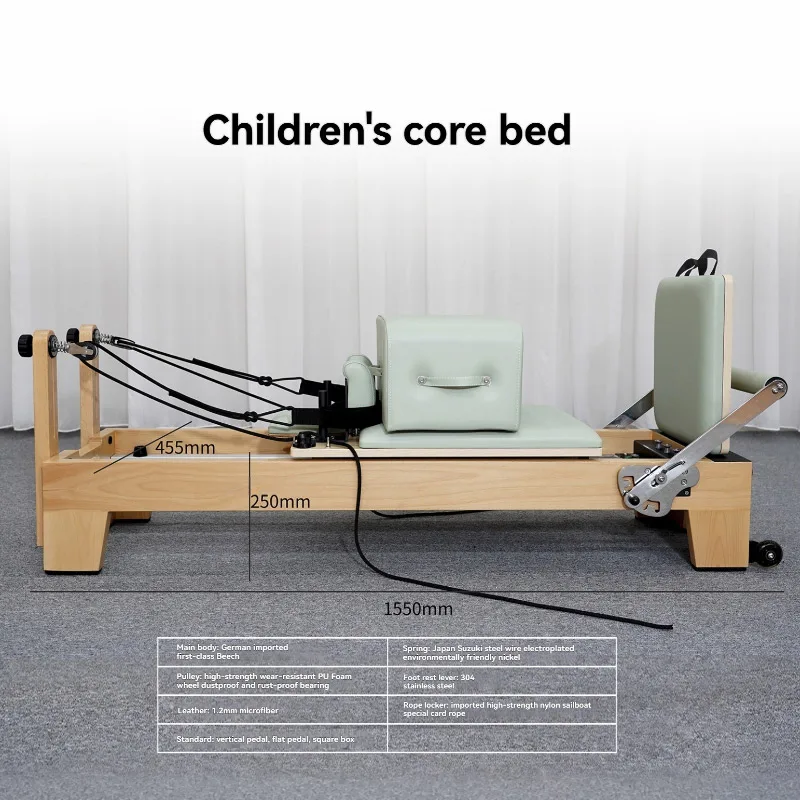 New Design Children Pilates Studio Reformer Machine Beech Wood Adjustable Junior Core Training Bed Fitness Workout Equipment