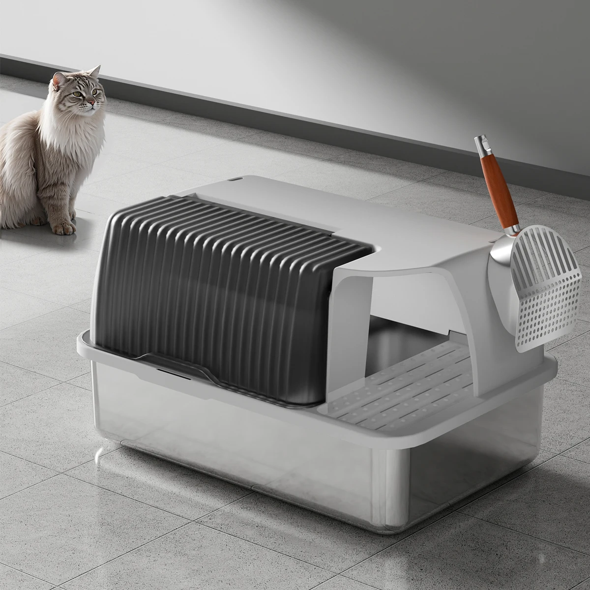 

Corridor stainless steel cat litter box fully enclosed and oversized
