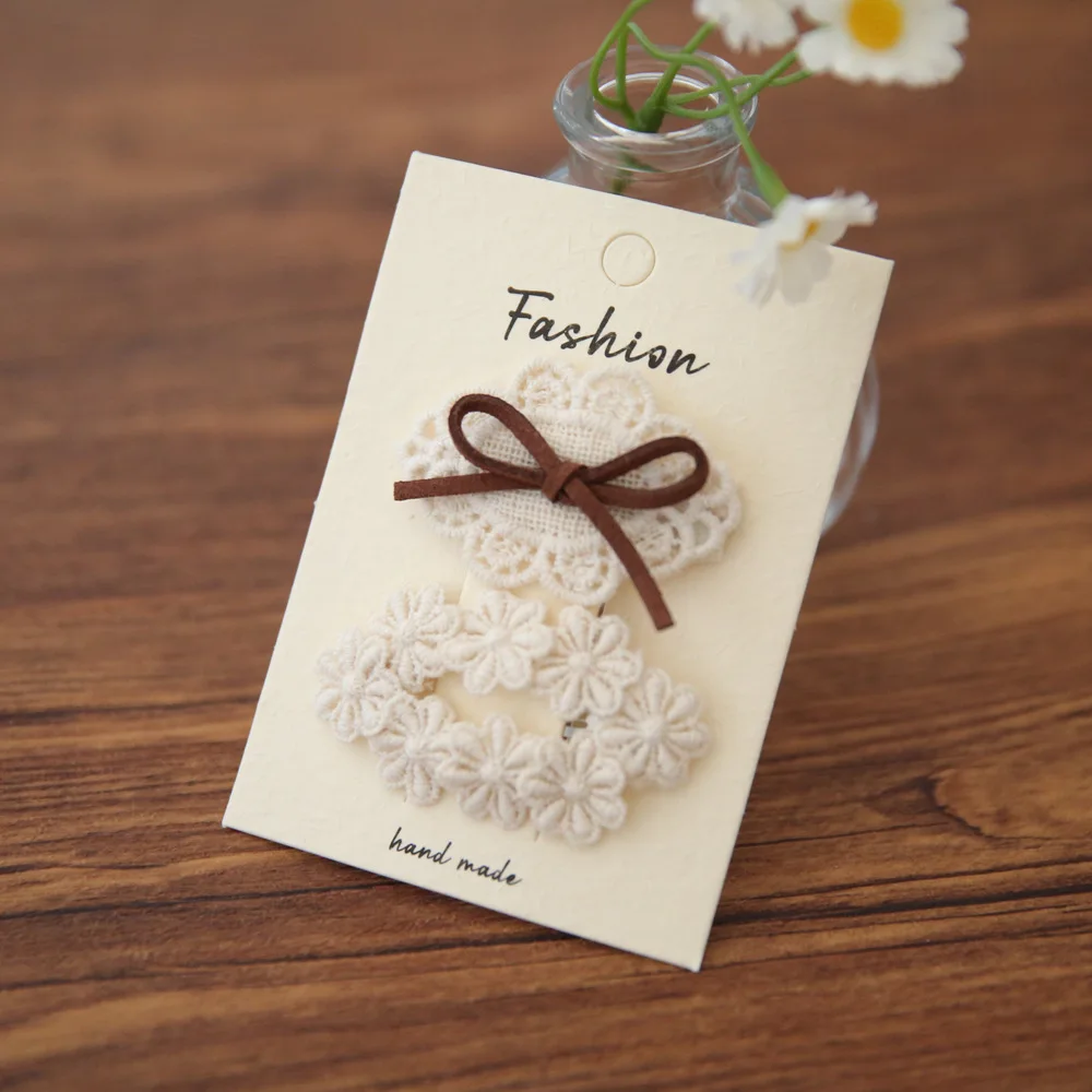 สแกนดิเนเวียนคลิปผม 2PCS ชุดเด็กดอกไม้หัวใจ Felt Pins ผ้าฝ้าย-รู้สึกผ้า INS สไตล์ลื่นเด็ก-ปลอดภัยอุปกรณ์เสริมผม