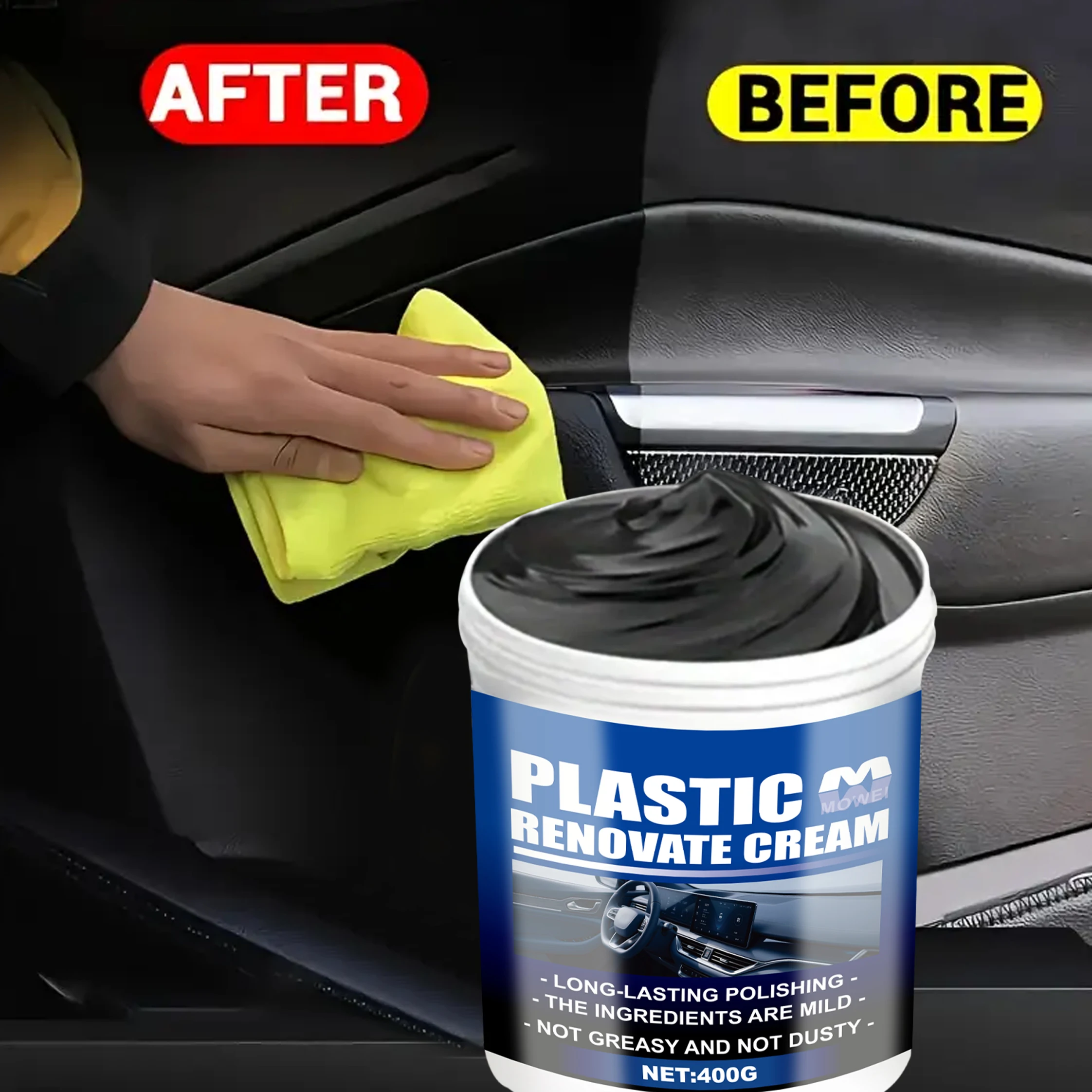 

All-in-One Interior Detailer Paste | Thick Cream Format, Suitable for Dash, Door Cards & Plastic Trims, One-Step Clean & Shine