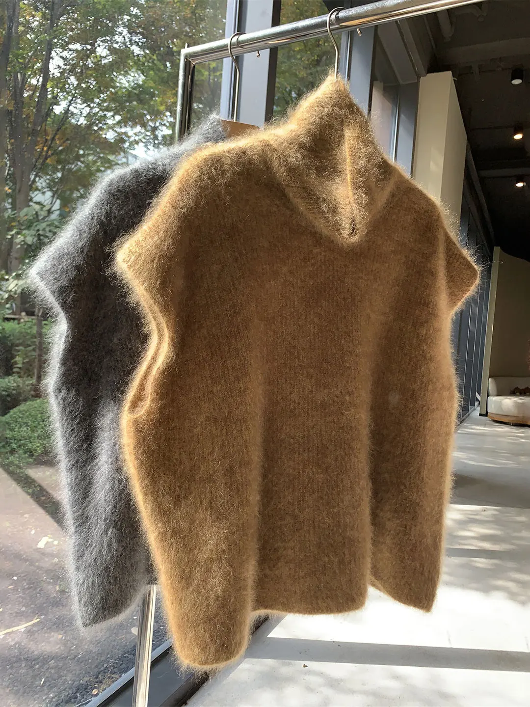 

Свободный вязаный жилет из конского волоса для женщин, осенне-зимний утепленный топ без рукавов с высоким воротником, жилет из полиэфирного волокна