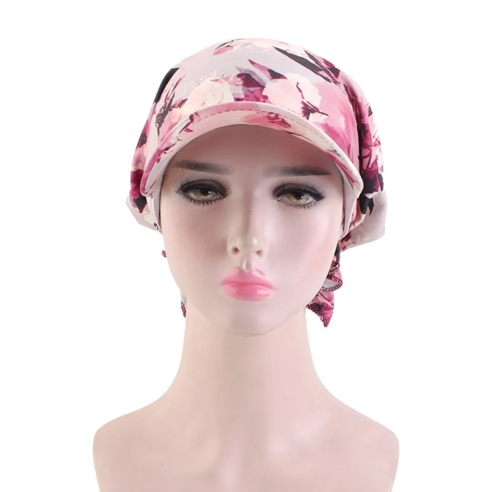 Paisley Print Hijab Caps Square Shape Adjustable Amoeba Turban Headscarf Hat Breathable Elastic Islamic Bottoming Hat