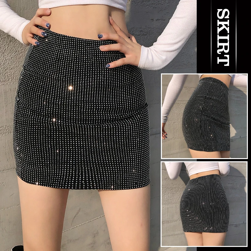 Women Sequins Pencil Skirts Korean Elegant Bodycon Skirt Spring Sexy Female Trendy High Waist Slim Shinny Skirt Clubwear