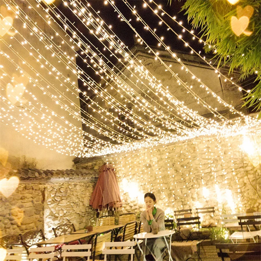 Luces LED navideñas de 10/20/30/100M, guirnalda de luces para jardín al aire libre, iluminación de hadas para fiesta, boda, decoración navideña